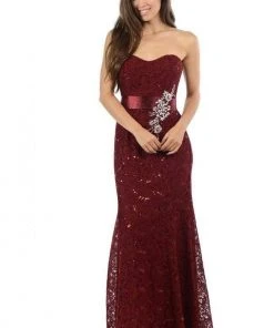 Lenovia - 5113 Strapless Sweetheart Sequined Lace Dress Formal Gowns 45 Lenovia - 5113 Strapless Sweetheart Sequined Lace Dress Formal Gowns