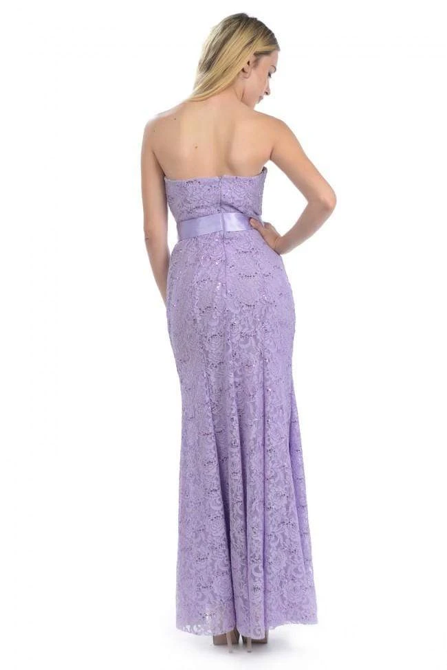 Lenovia - 5113 Strapless Sweetheart Sequined Lace Dress Formal Gowns 14 Lenovia - 5113 Strapless Sweetheart Sequined Lace Dress Formal Gowns