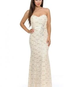 Lenovia - 5113 Strapless Sweetheart Sequined Lace Dress Formal Gowns 29 Lenovia - 5113 Strapless Sweetheart Sequined Lace Dress Formal Gowns