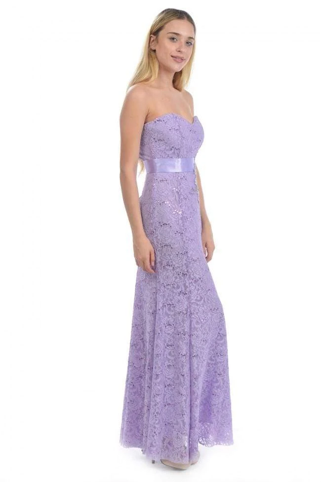 Lenovia - 5113 Strapless Sweetheart Sequined Lace Dress Formal Gowns 13 Lenovia - 5113 Strapless Sweetheart Sequined Lace Dress Formal Gowns