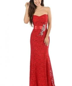 Lenovia - 5113 Strapless Sweetheart Sequined Lace Dress Formal Gowns 39 Lenovia - 5113 Strapless Sweetheart Sequined Lace Dress Formal Gowns