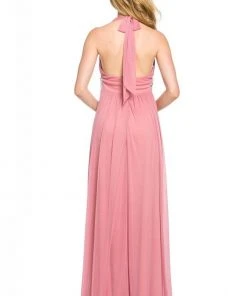 Lenovia - 5115 Crystal Embellished Plunging Halter Dress Formal Gowns