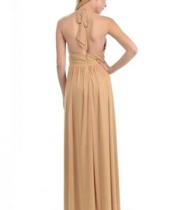 Lenovia - 5115 Crystal Embellished Plunging Halter Dress Formal Gowns