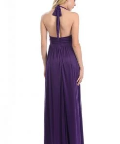 Lenovia - 5115 Crystal Embellished Plunging Halter Dress Formal Gowns