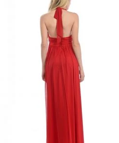 Lenovia - 5115 Crystal Embellished Plunging Halter Dress Formal Gowns