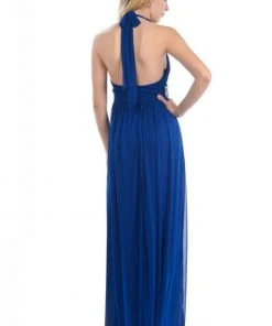 Lenovia - 5115 Crystal Embellished Plunging Halter Dress Formal Gowns