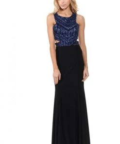 Formal Gowns Lenovia - 5146 Geometric Sequined Halter Sheath Dress 8 Formal Gowns Lenovia - 5146 Geometric Sequined Halter Sheath Dress