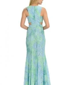 Formal Gowns Lenovia - 5151 Lace Halter Neck Fit And Flare Dress