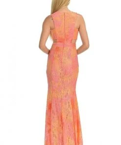 Formal Gowns Lenovia - 5151 Lace Halter Neck Fit And Flare Dress