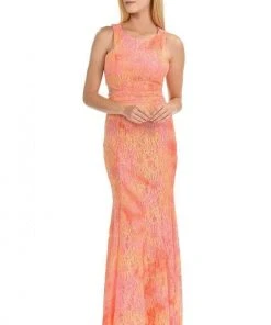 Formal Gowns Lenovia - 5151 Lace Halter Neck Fit And Flare Dress