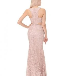 Lenovia - 5170 Lace Plunging V-Neck Evening Dress 41 Lenovia - 5170 Lace Plunging V-Neck Evening Dress