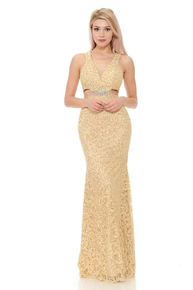 Lenovia - 5170 Lace Plunging V-Neck Evening Dress 21 Lenovia - 5170 Lace Plunging V-Neck Evening Dress