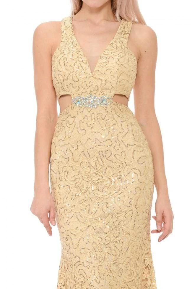 Lenovia - 5170 Lace Plunging V-Neck Evening Dress 23 Lenovia - 5170 Lace Plunging V-Neck Evening Dress