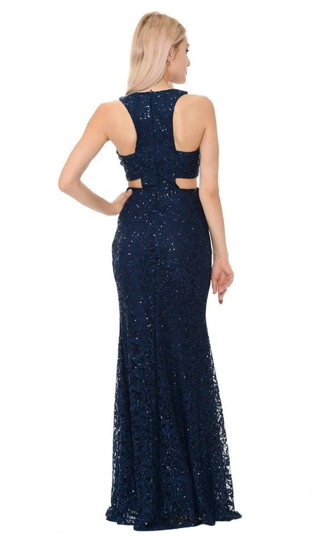 Lenovia - 5170 Lace Plunging V-Neck Evening Dress 4 Lenovia - 5170 Lace Plunging V-Neck Evening Dress