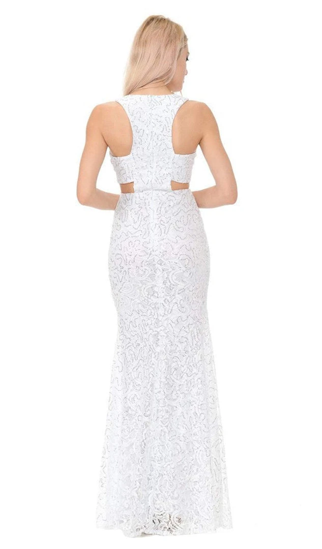 Lenovia - 5170 Lace Plunging V-Neck Evening Dress 9 Lenovia - 5170 Lace Plunging V-Neck Evening Dress