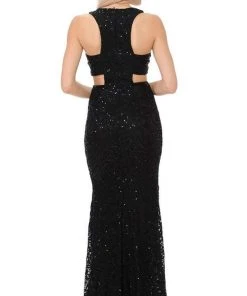 Lenovia - 5170 Lace Plunging V-Neck Evening Dress 37 Lenovia - 5170 Lace Plunging V-Neck Evening Dress