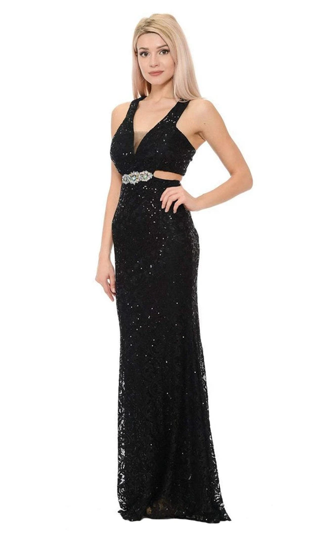 Lenovia - 5170 Lace Plunging V-Neck Evening Dress 13 Lenovia - 5170 Lace Plunging V-Neck Evening Dress