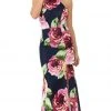Lenovia - 5181 Floral Printed Halter Trumpet Dress With Slit 2 Lenovia - 5181 Floral Printed Halter Trumpet Dress With Slit