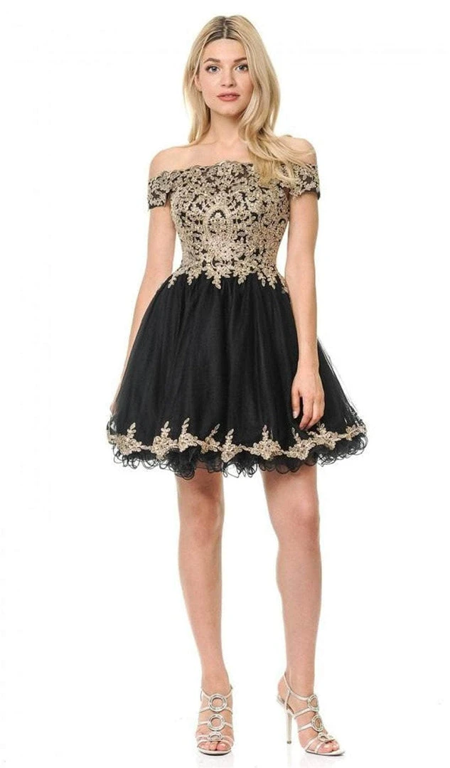 Lenovia - Off Shoulder Embellished Cocktail Dress 8124 - 1 Pc Black In Size S Available 3 Lenovia - Off Shoulder Embellished Cocktail Dress 8124 - 1 Pc Black In Size S Available