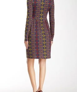 Leota - 2451 Long Sleeved Printed Short Dress