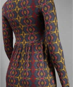 Leota - 2451 Long Sleeved Printed Short Dress