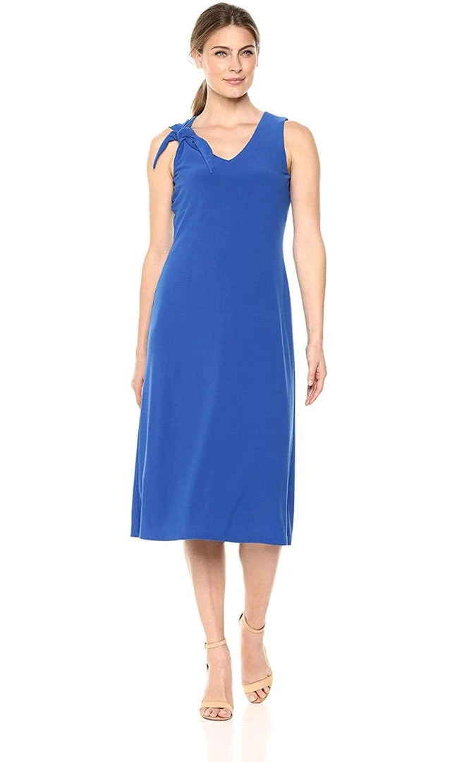 Cocktail Dresses London Times - T3410M V Neck Knotted Shoulder Flutter Hem Dress 6 Cocktail Dresses London Times - T3410M V Neck Knotted Shoulder Flutter Hem Dress