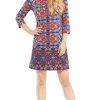 London Times - T3427M Paisley Print Quarter Sleeve Shift Dress Cocktail Dresses 2 London Times - T3427M Paisley Print Quarter Sleeve Shift Dress Cocktail Dresses