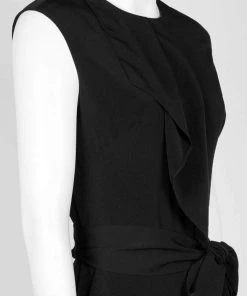 Plus Size Dresses London Times - T3561MXD Sleeveless Tie-Waist Cropped Leg Jumpsuit