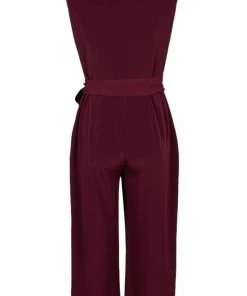 Plus Size Dresses London Times - T3561MXD Sleeveless Tie-Waist Cropped Leg Jumpsuit