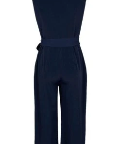 Plus Size Dresses London Times - T3561MXD Sleeveless Tie-Waist Cropped Leg Jumpsuit