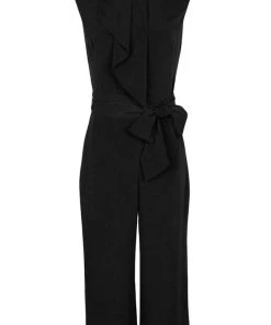 Plus Size Dresses London Times - T3561MXD Sleeveless Tie-Waist Cropped Leg Jumpsuit