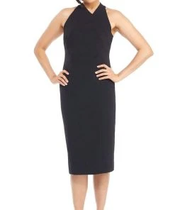 London Times - T3569M Halter Column Cocktail Dress