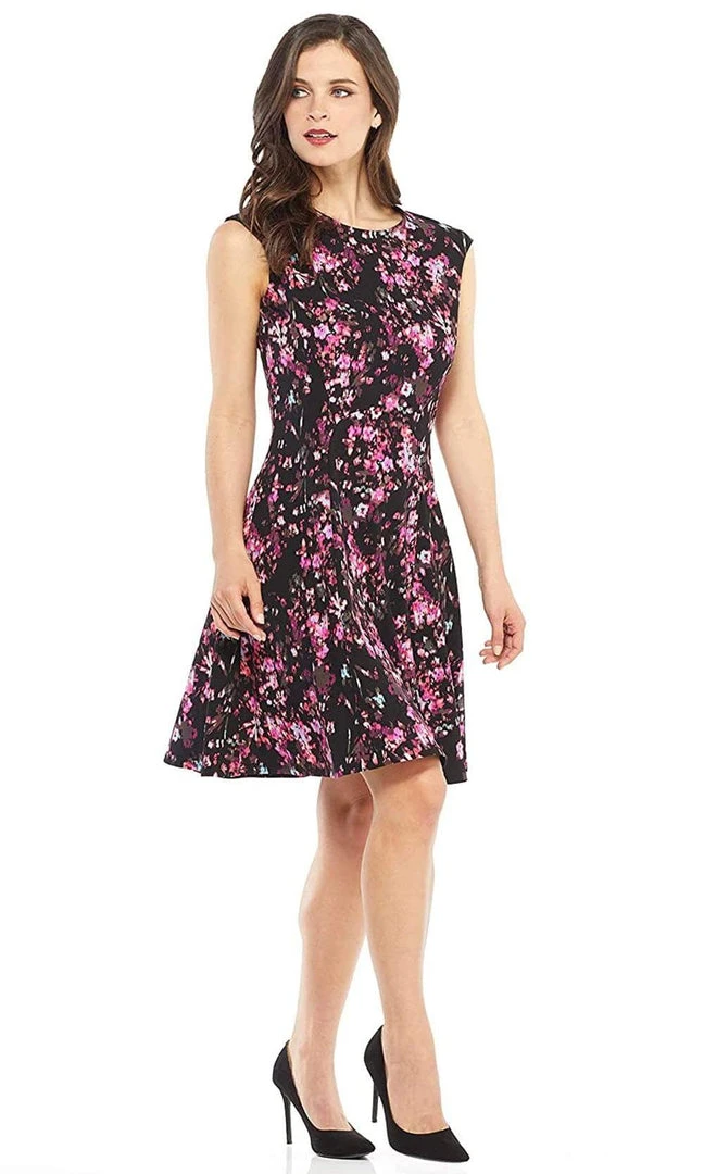 Cocktail Dresses London Times - T3571M Floral Print Jewel A-Line Stretch Crepe Dress 5 Cocktail Dresses London Times - T3571M Floral Print Jewel A-Line Stretch Crepe Dress