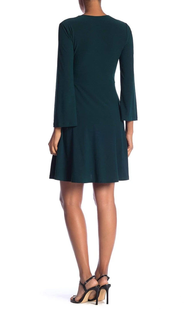 London Times - T3732M Long Sleeve V-Neck Solid Jersey Short Dress 6 London Times - T3732M Long Sleeve V-Neck Solid Jersey Short Dress