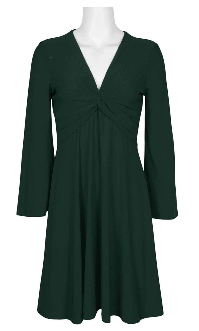 London Times - T3732M Long Sleeve V-Neck Solid Jersey Short Dress 7 London Times - T3732M Long Sleeve V-Neck Solid Jersey Short Dress