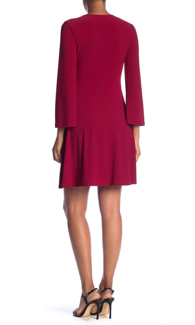 London Times - T3732M Long Sleeve V-Neck Solid Jersey Short Dress 9 London Times - T3732M Long Sleeve V-Neck Solid Jersey Short Dress
