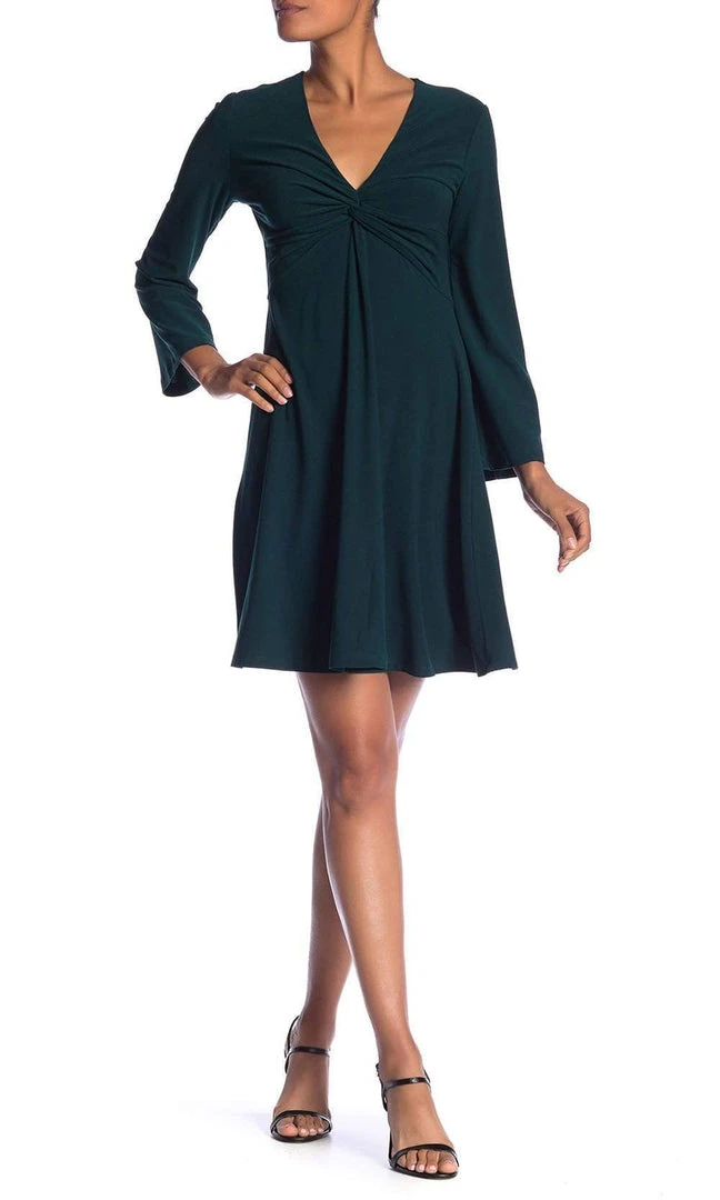 London Times - T3732M Long Sleeve V-Neck Solid Jersey Short Dress 5 London Times - T3732M Long Sleeve V-Neck Solid Jersey Short Dress