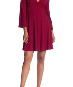 London Times - T3732M Long Sleeve V-Neck Solid Jersey Short Dress 15 London Times - T3732M Long Sleeve V-Neck Solid Jersey Short Dress
