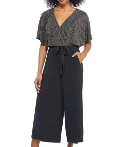 London Times - T3834M Two Toned V-Neck Jumpsuit Plus Size Dresses