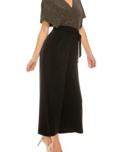 London Times - T3834M Two Toned V-Neck Jumpsuit Plus Size Dresses