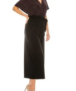 London Times - T3834M Two Toned V-Neck Jumpsuit Plus Size Dresses