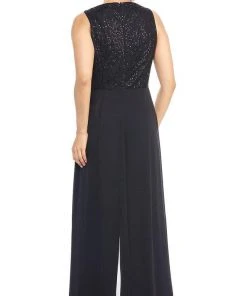 London Times - T3848M Sequin Lace Top Split Leg Jumpsuit Prom Dresses 11 London Times - T3848M Sequin Lace Top Split Leg Jumpsuit Prom Dresses