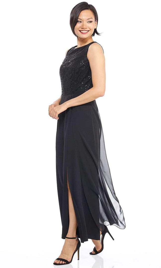 London Times - T3848M Sequin Lace Top Split Leg Jumpsuit Prom Dresses 5 London Times - T3848M Sequin Lace Top Split Leg Jumpsuit Prom Dresses