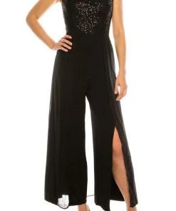 London Times - T3848M Sequin Lace Top Split Leg Jumpsuit Prom Dresses 13 London Times - T3848M Sequin Lace Top Split Leg Jumpsuit Prom Dresses