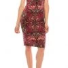 London Times - T3865P Printed Fit Knee Length Dress