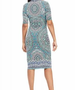 Cocktail Dresses London Times - T3961M V-Neck Medallion Print Jersey Midi Sheath Dress 11 Cocktail Dresses London Times - T3961M V-Neck Medallion Print Jersey Midi Sheath Dress