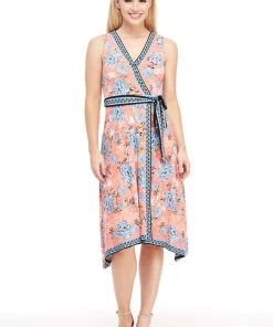 London Times - T4184M Floral Print V-Neck A-Line Dress Cocktail Dresses