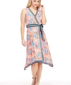 London Times - T4184M Floral Print V-Neck A-Line Dress Cocktail Dresses