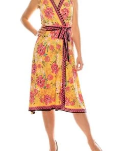 London Times - T4184M Floral Print V-Neck A-Line Dress Cocktail Dresses