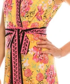 London Times - T4184M Floral Print V-Neck A-Line Dress Cocktail Dresses